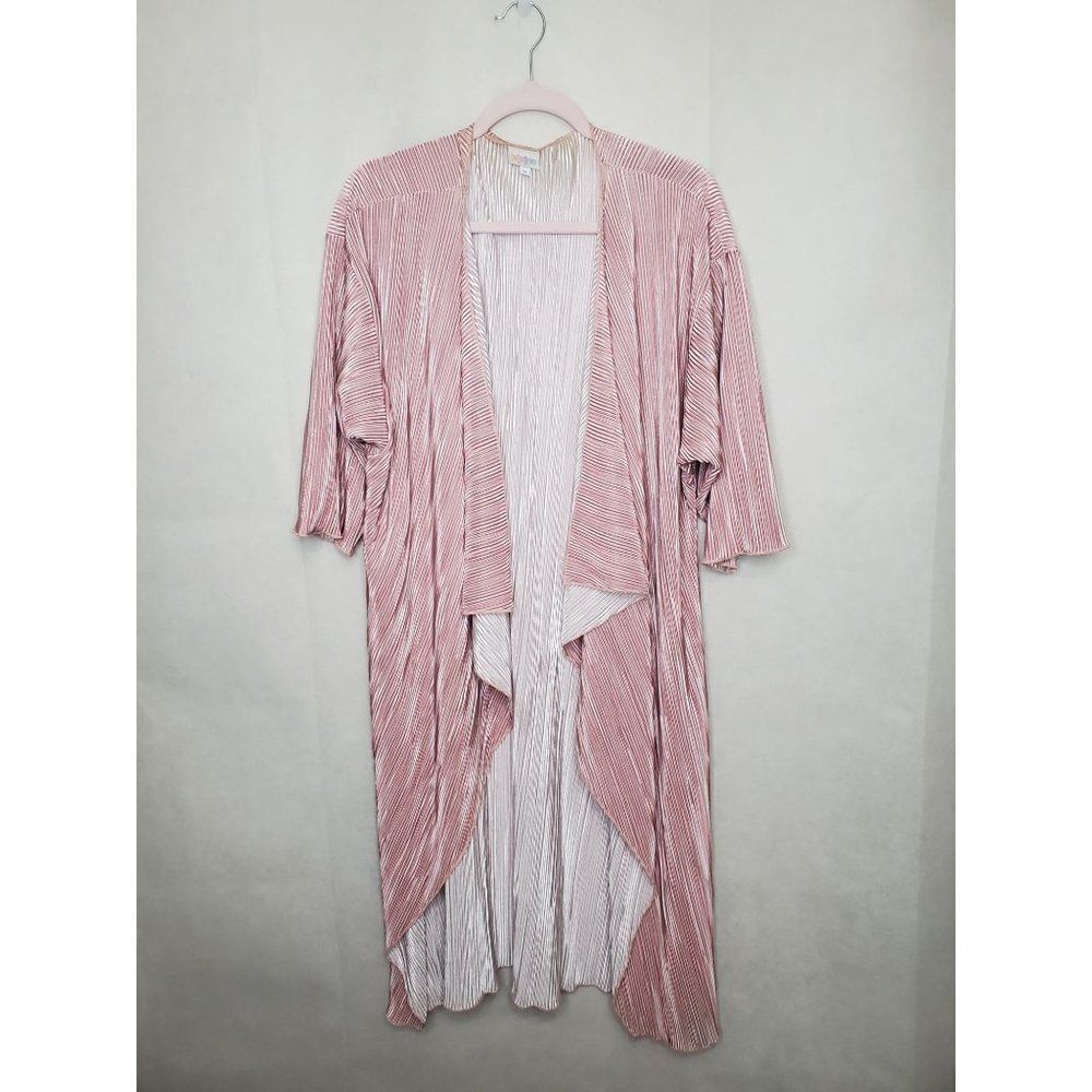 Lularoe Shirley Micropleated Duster Blush Pink Cardigan Barbiecore Coquette